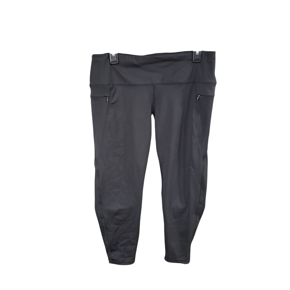 Beverly Hills Polo Club Womens XL Black Cropped Leggings Zipper Pocket‎ Athletic